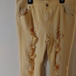 Distressed Yellow Slim/straight Jeans sz 44x32, $15,GLENN HEIGHTS TX PPU OR SHIP
